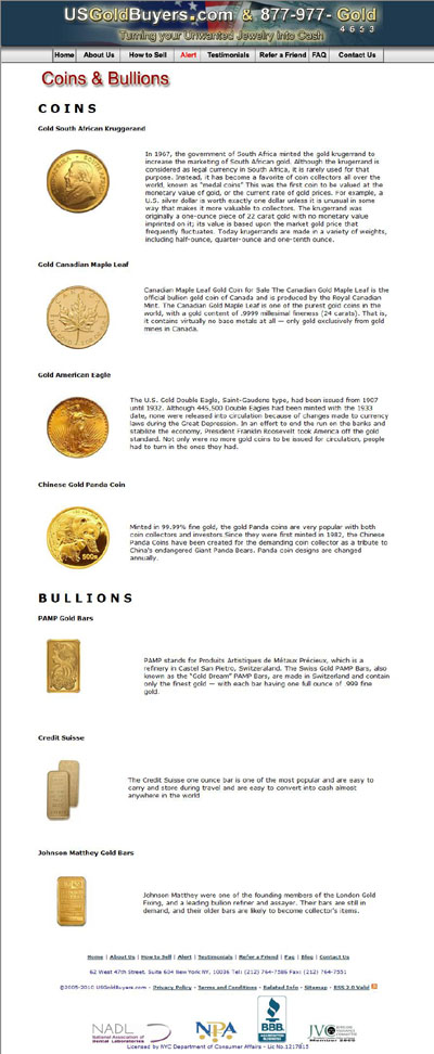 US Gold Buyers Coins & Bullions Page